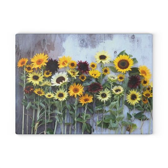 Discover Glass Cutting Board with Sunflowers