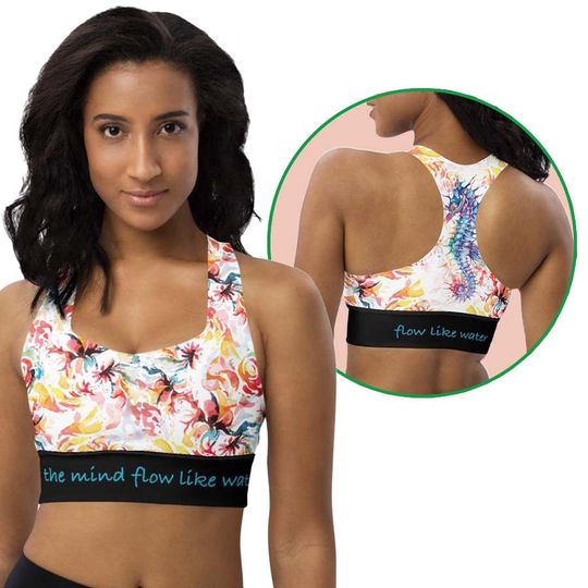 Discover Flow like Water Longline compression All Over Print Sports bra