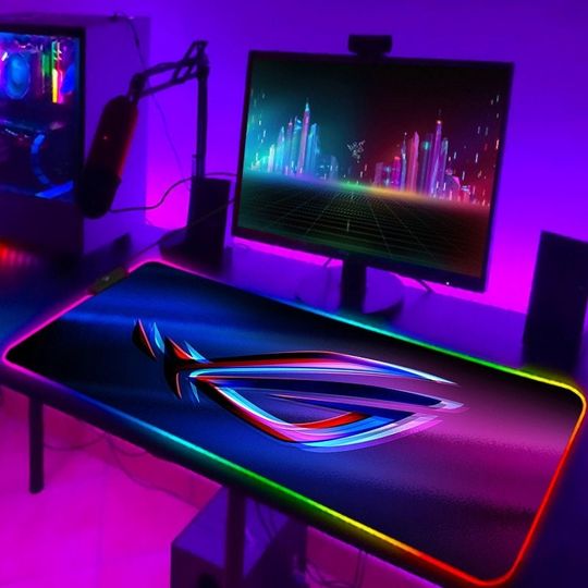 Discover Rog Strix RGB Gaming Mouse Pad For Gamer, Gamig Rog Strix RGB Led Gaming Desk Mat