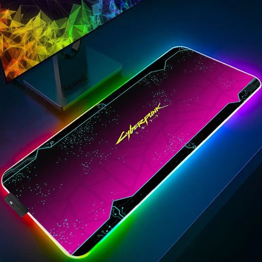 Discover Cyberpunk RGB Gaming Mouse Pad,Cyberpunk Edgerunner Led Gaming Desk Mat
