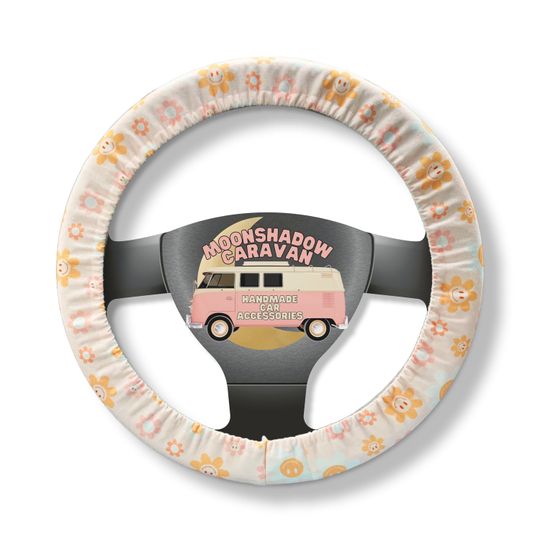 Discover Smile Face Daisy Steering Wheel Cover