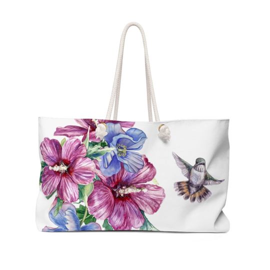 Discover Hummingbird Weekender Bag/Flower And Bird Design Bag/Summer Floral Deign Beach Bag