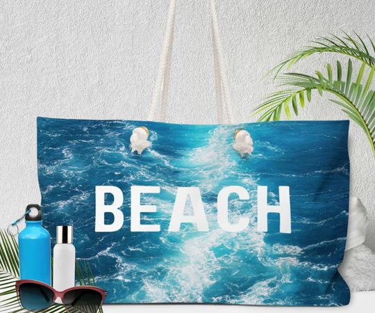 Discover Ocean Waves Beach or Weekender Tote Bag - Durable and Large Beach