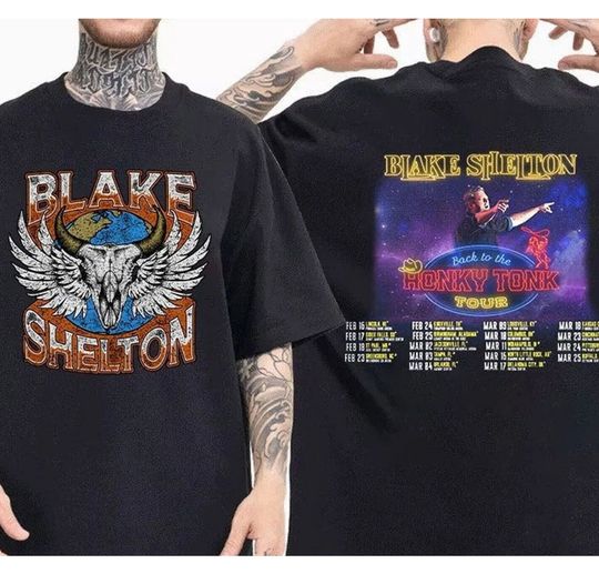 Discover Blake Shelton Tour 2023 Shirt, Back To The Honky Tonk Tour 2023 T-Shirt
