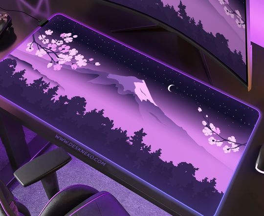 Discover Fuji Desk Mat purple gaming Mousepad