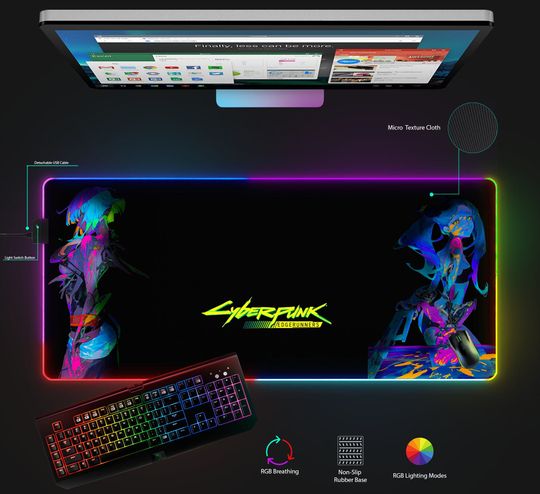 Discover Cyberpunk Edgerunner Lucy & Rebecca Mousepad, RGB Gaming Accessories