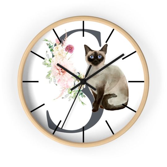 Discover Siamese Cat Alphabet Wall clock