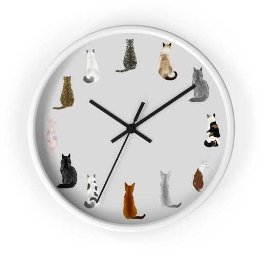 Discover Cat Clock, Cat Wall Clock, Cat, Cat Lover Gift, Animal Clock, Cat Lover, Cat Gift, Kitty Clock