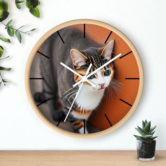 Discover Cat Wall Clock, Kitten Clock, Kitty Cat Decor, Colorful Wall Clock, Colorful Dcor