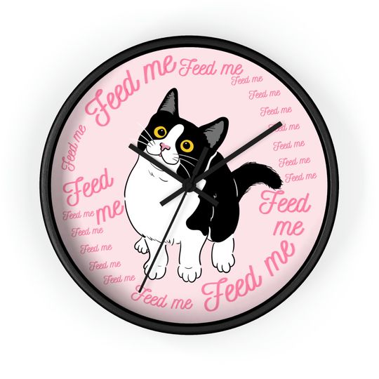 Discover Funny Cat Wall Clock, Funny Cat Lover Gift, Feed Me Cat Clock