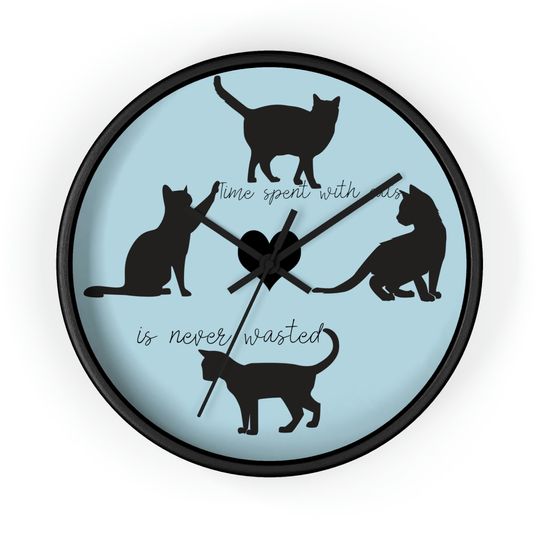 Discover Customizable Time Spent With Cats Is Never Wasted Kitten Silhouette Wall Clock
