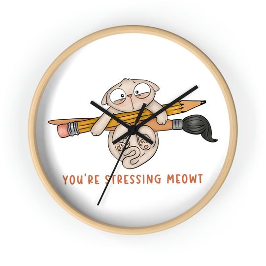 Discover Funny Cat Pun Wall clock - Kawaii Clock - Anime Wall Decor