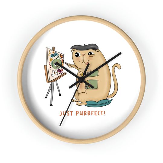 Discover Funny Cat Pun Wall clock - Kawaii Clock - Anime Wall Decor
