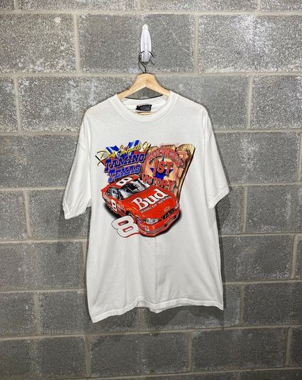 Discover 2000 Dale Earnhardt Jr Taming Texas First Win White Graphic T-Shirt