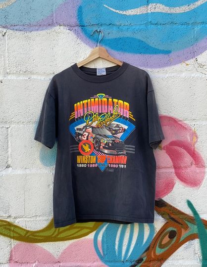 Discover 1991s Dale Earnhardt Intimidator Tour 5 Faded Graphic T-Shirt