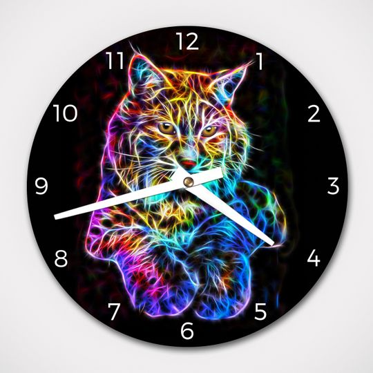 Discover Neon Color Bobcat Aluminum Round Wall Clock