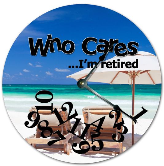 Discover WHO CARES I'm RETIRED Summer Beach Clock