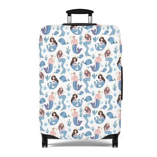 Discover Watercolor Mermaids Print Luggage Cover - Suitcase sleeve, bag cover
