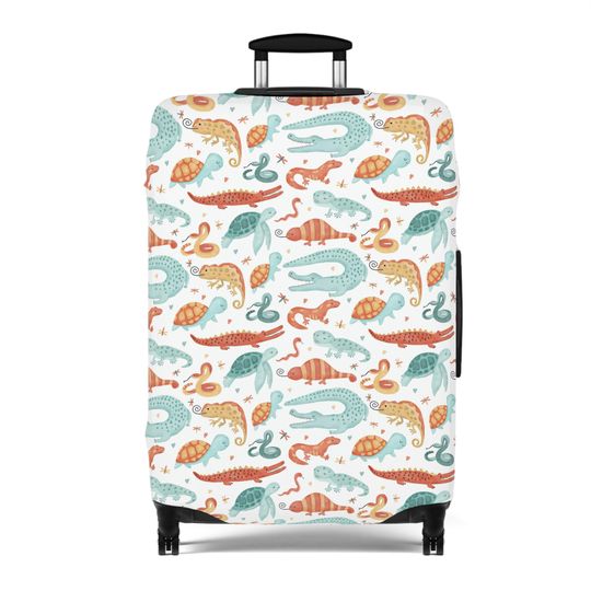 Discover Watercolor Reptiles Print Luggage Cover - Suitcase sleeve, bag cover