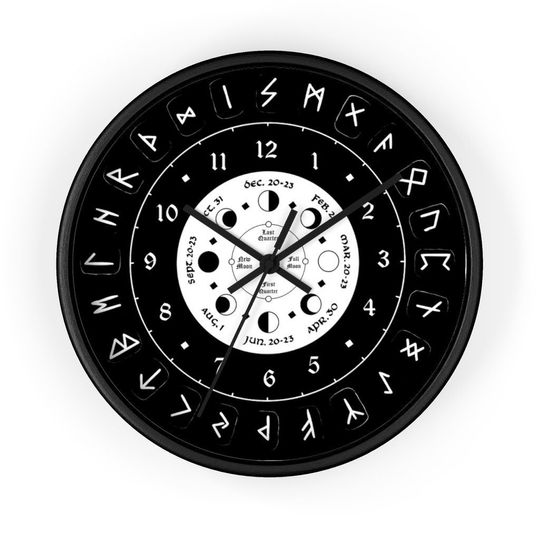 Discover Wall clock - Pagan, Rune and moon cycle clock. witchcraft