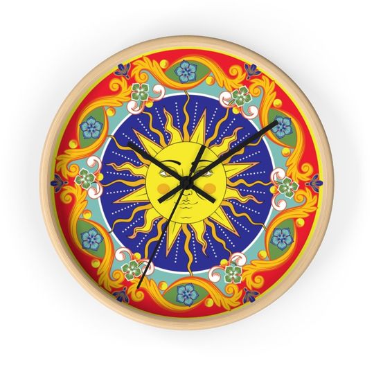 Discover Celestial Wall Clock, maximalist sun wall decor