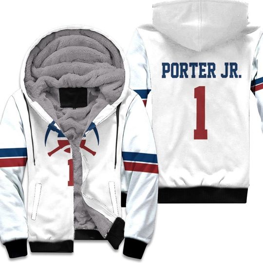 Discover Nuggets Michael Porter Jr 2020-21 Earned Edition White Unisex Fleece Hoodie
