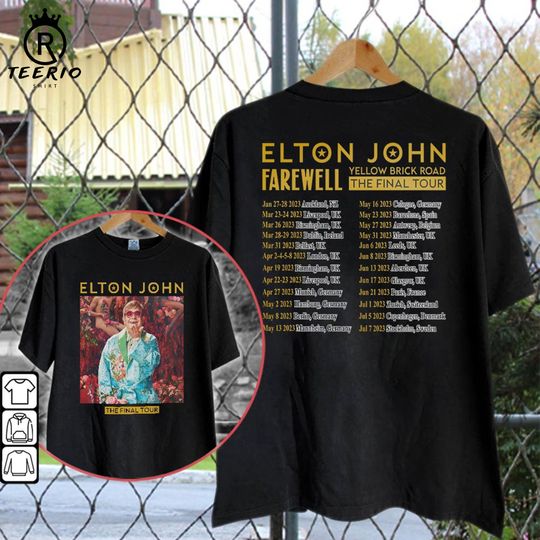 Discover Elton John Tourr 2023 World Tour Double Sided, World Tour Music 2023 T-Shirt