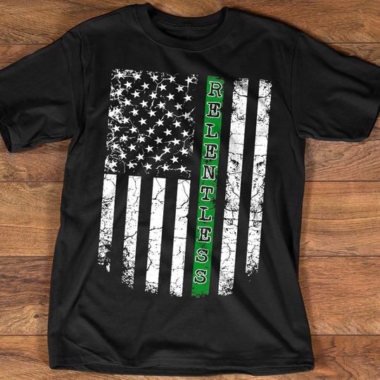 Discover Thin Green Line T-shirt Relentless Distressed American Flag for Border Patrols
