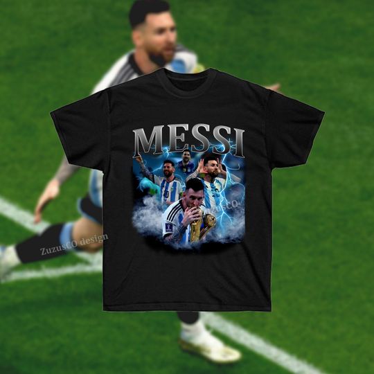 Discover Lionel Messi Vintage Bootleg Tee Shirt, GOAT World Cup 2022, Football Player, Rap Hip Hop T-Shirt