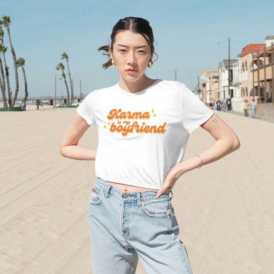 Discover Karma is my Boyfriend Flowy Cropped Tee