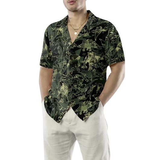 Discover Camo Dinosaur Pattern Hawaiian Shirt