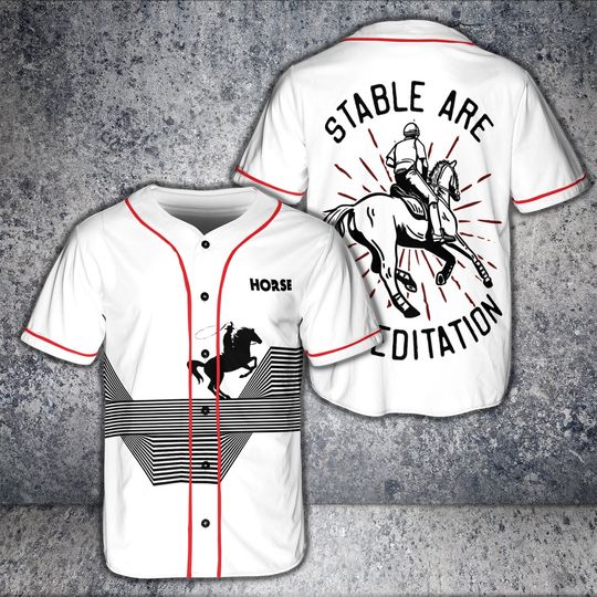 Discover Horse Riding Baseball Jersey, Stable Are Meditation Cowboy Horse Baseball