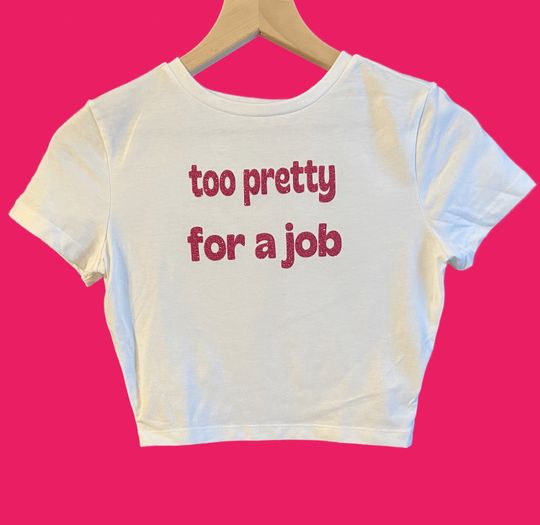 Discover Y2k Too pretty for a job Flowy Cropped Tee