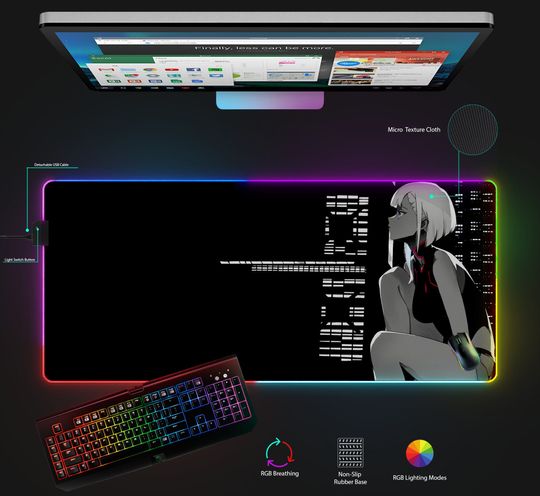 Discover Cyberpunk Edgerunner Lucy Mousepad, RGB Gaming Accessories, Anime Mousepad