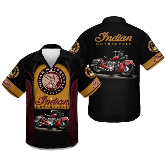 Discover Funny Button Hawaiian Shirt - Motorcycle Theme