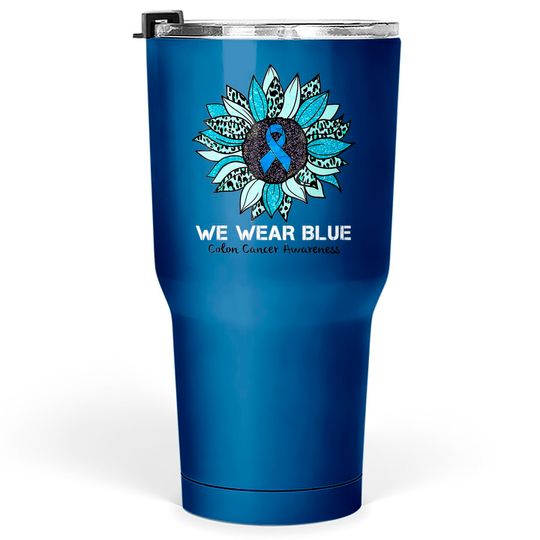 Discover We Wear Blue Colon Cancer Awareness Month Ribbon Sunflower Tumblers 30 oz