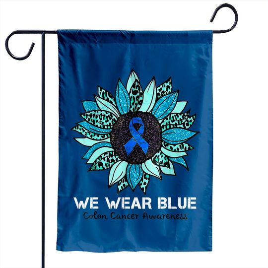 Discover We Wear Blue Colon Cancer Awareness Month Ribbon Sunflower Garden Flags