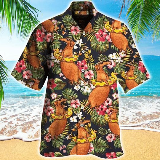 Discover Dachshund Hawaiian Shirt Funny Dachshund Tropical Hibiscus, Aloha Hawaiian Shirts