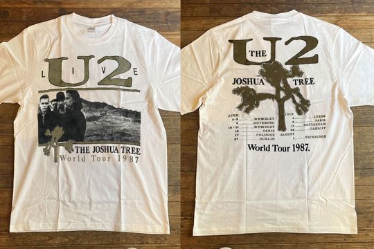 Discover U2 Live The Joshua Tree World Tour 1987 T-Shirt, U2 Rock band Shirt