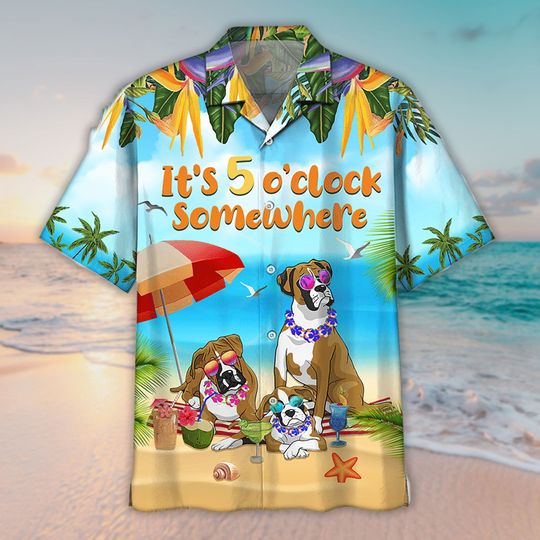 Discover Unisex Boxer Beach It's 5 O'clock Somewhere Aloha Hawaiian Shirt