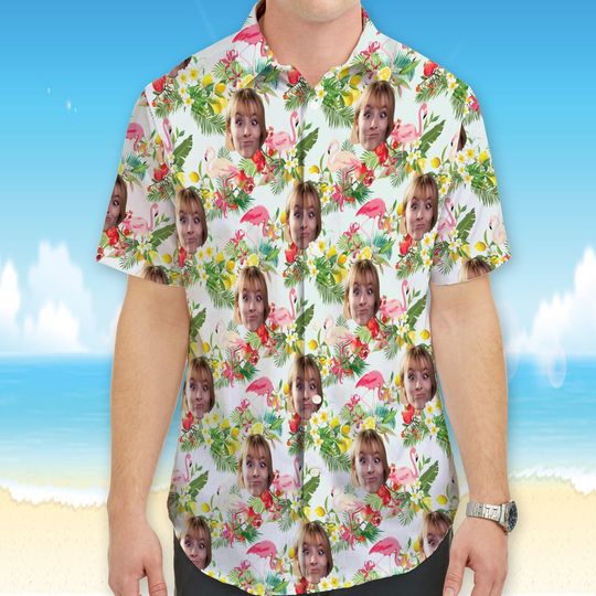 Discover Flamingo Hawaiian Shirt, Custom Face Hawaiian Shirt, Summer Shirt