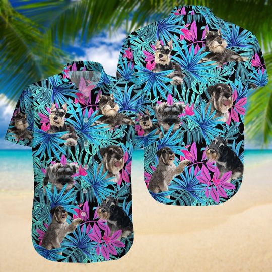 Discover Schnauzer Hawaiian Shirt, Button Up Shirt, Schnauzer Shirt, Summer Beach Shirt