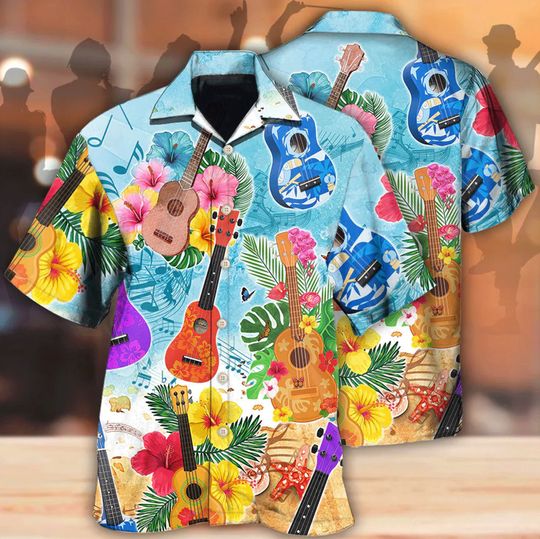 Discover Guitar Tropical Hawaii Ukulele - Hawaiian Shirt, Aloha Tropical Hawaii Shirt