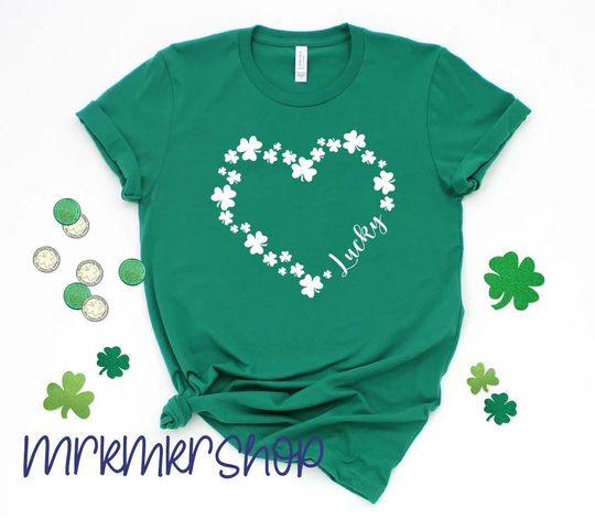 Discover Heart Shamrock t-shirts, St Patricks Day tshirt