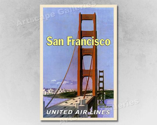 Discover San Francisco Golden Gate Bridge 1960s Vintage Style Travel Poster