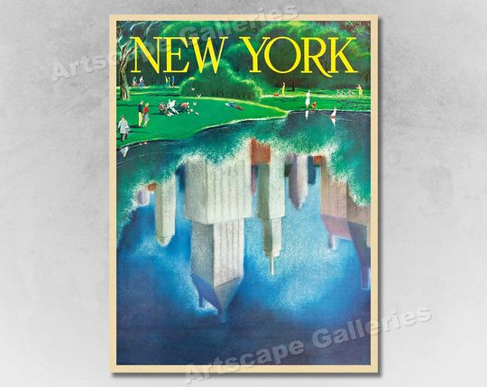 Discover New York Central Park 1960s Vintage Travel Poster