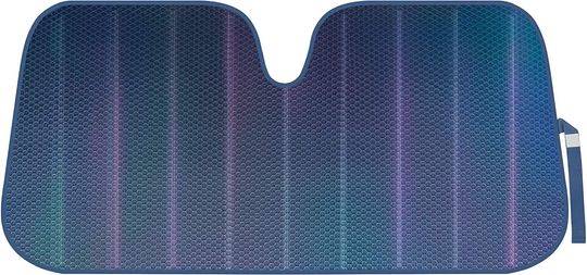 Discover Iridescent Matte Black Front Windshield Sunshade-Accordion Folding Auto Shade for Car Truck SUV