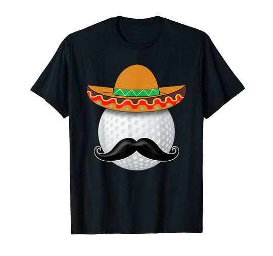 Discover Funny Golf Ball Mustache Mexican Sports Mexico Party Shirt T-Shirt