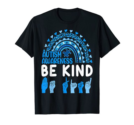 Discover Be Kind Autism Awareness Rainbow Trendy Women Girls Leopard T-Shirt