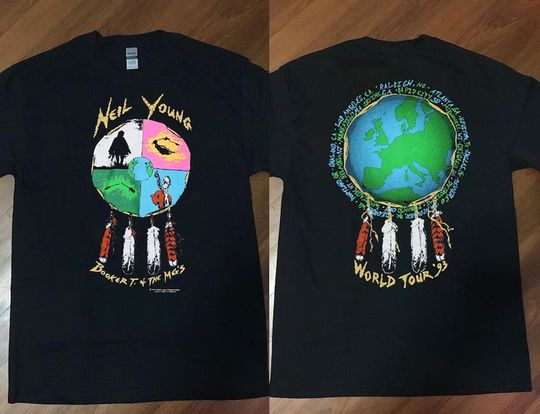 Discover Neil Young Tee 1993 Neil Young Booker T & The MG's World Tour T-Shirt